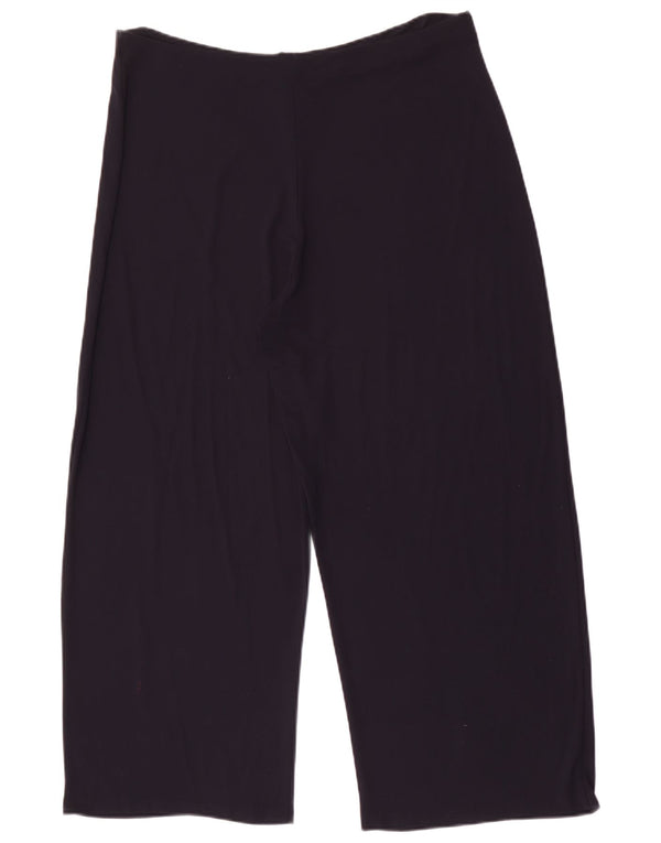 Marks & Spencer Womens Wide Leg Cropped Trousers UK 18 XL W32 L25 Navy Blue
