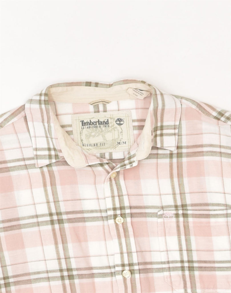 TIMBERLAND Mens Regular Fit Short Sleeve Shirt Medium Pink Check Cotton | Vintage | Thrift | Second-Hand | Used Clothing | Messina Hembry 