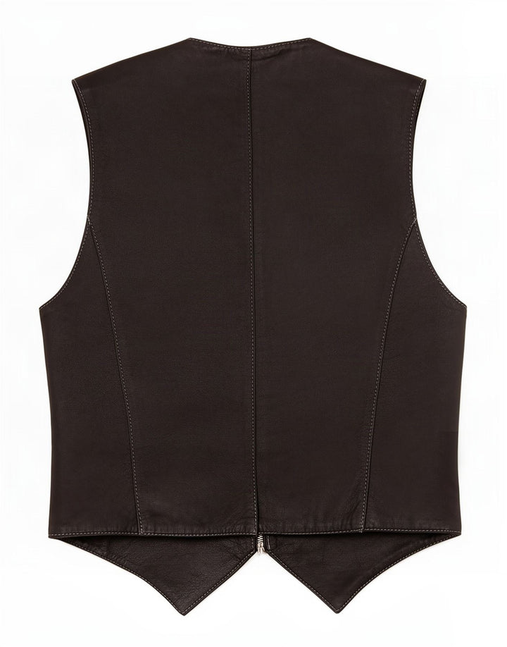 Jeanseria Del Corso Womens Leather Waistcoat UK 12 Medium Black