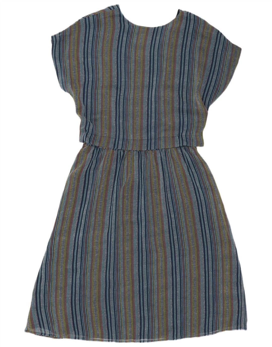 Ichi Womens A-Line Dress UK 14 Medium Blue Striped Polyester