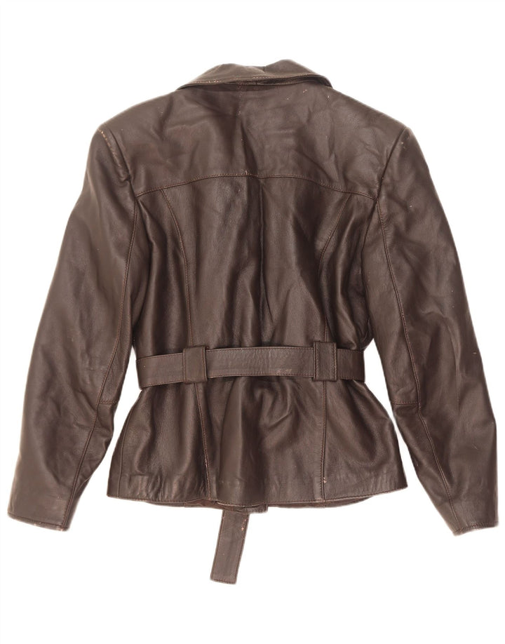 Vintage Womens Leather Jacket UK 10 Small Brown