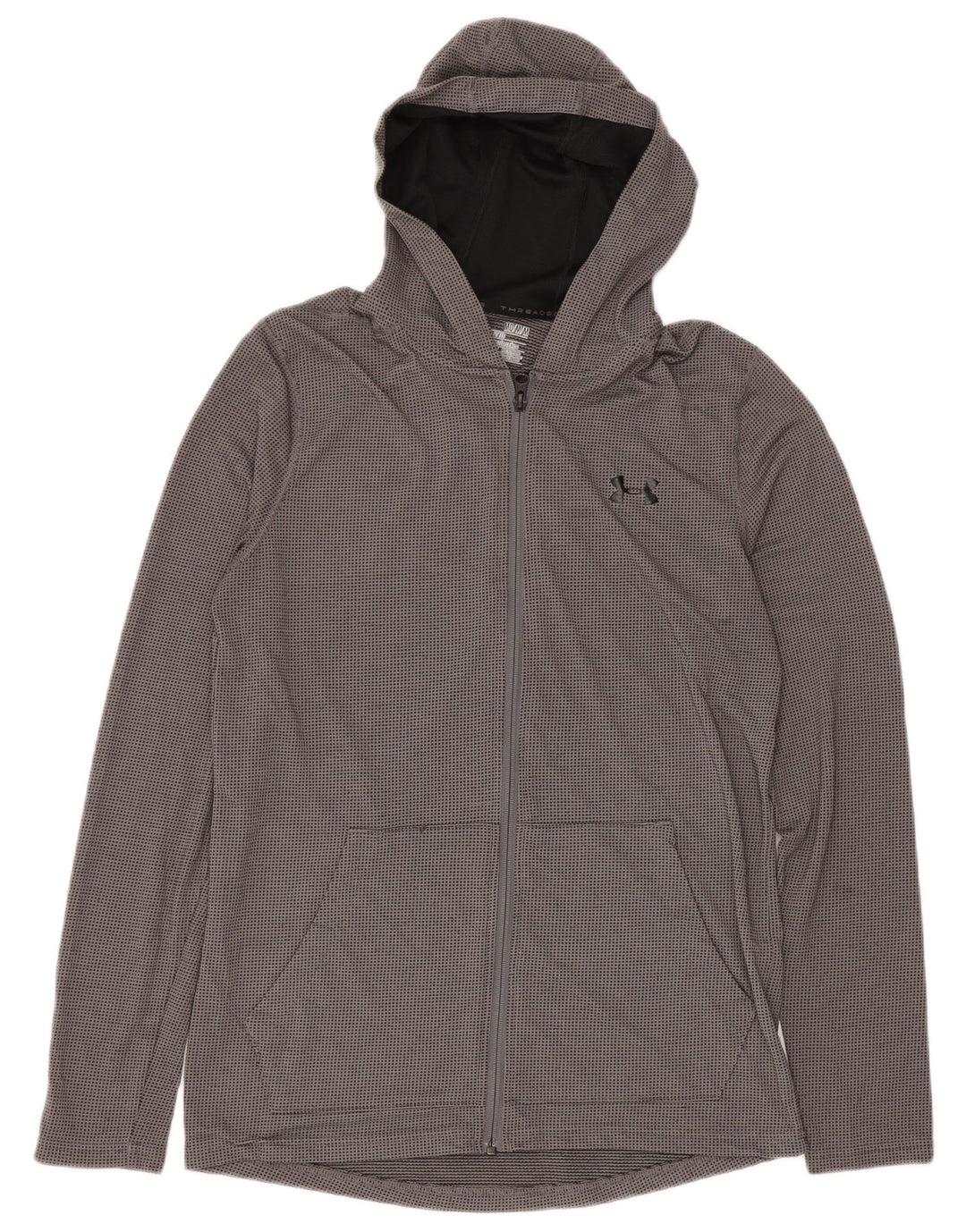 UNDER ARMOUR Mens Heat Gear Zip Hoodie Sweater Medium Grey Polyester