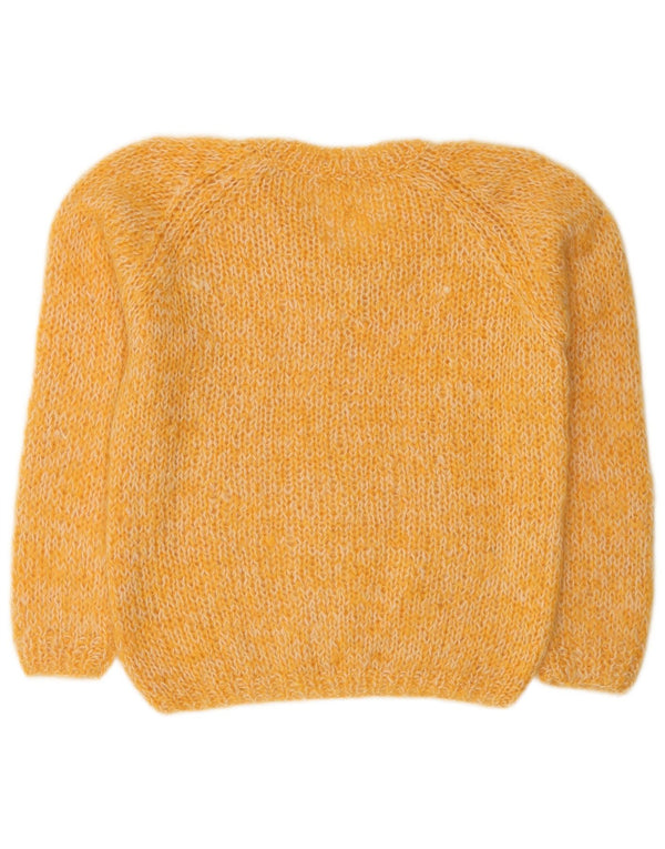 Vintage Womens V-Neck Jumper Sweater UK 14 Medium Yellow
