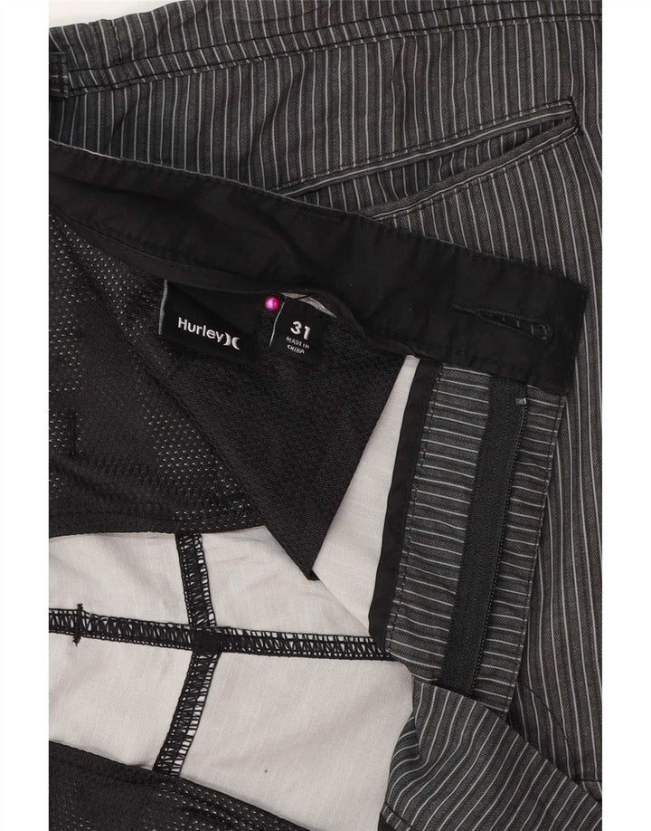 Hurley Mens Chino Shorts W31 Medium Grey Striped Polyester