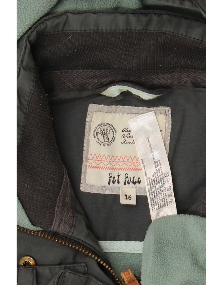 Fat Face Womens Hooded Windbreaker Jacket UK 16 Large Grey Cotton