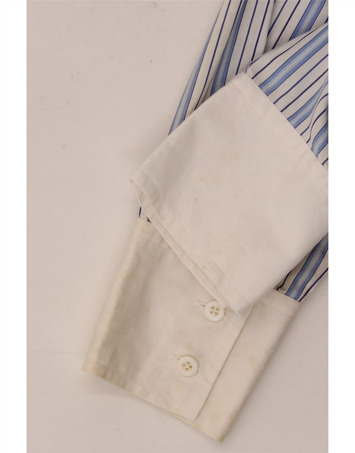 Massimo Dutti Womens Formal Shirt EU 38 Small Blue Striped Cotton