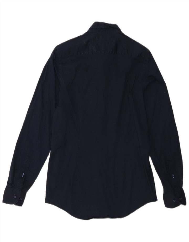 TOMMY HILFIGER Mens Slim Fit Shirt Small Navy Blue Cotton