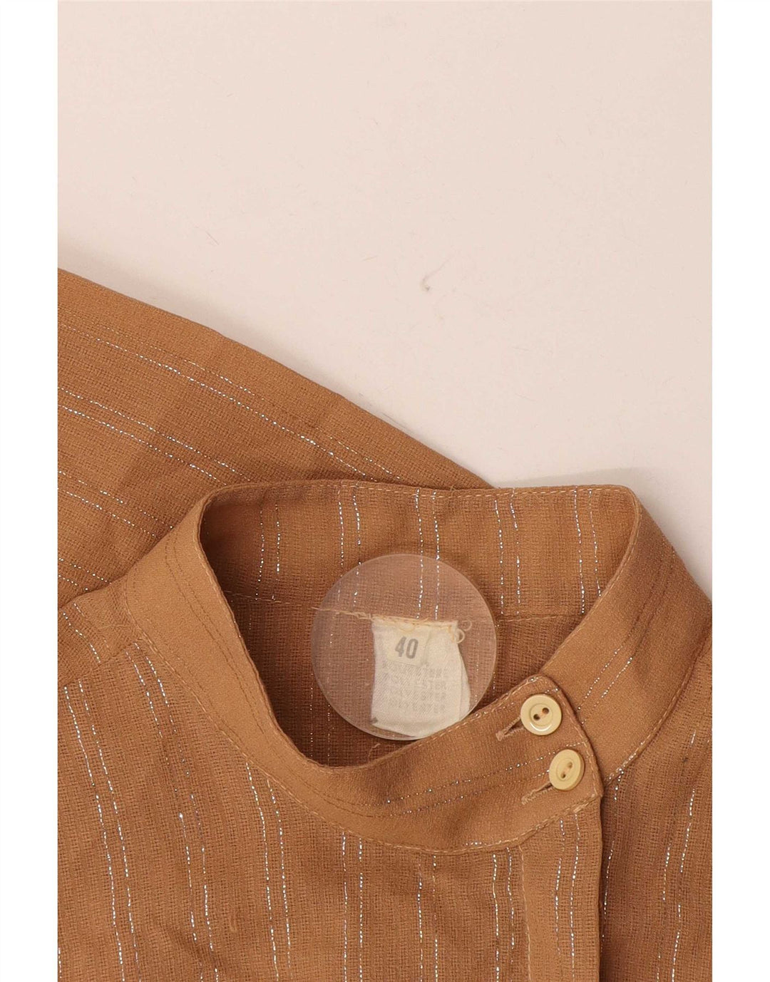 Vintage Womens Shirt Blouse IT 40 Small Brown Striped Polyester