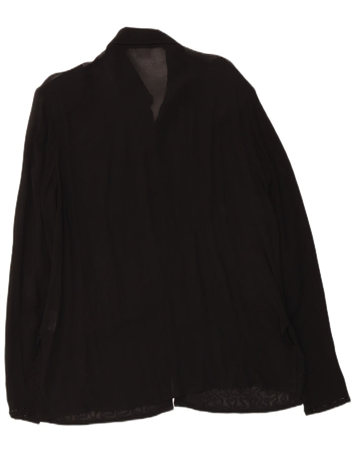 Andrea Mare Womens See Through Shirt Blouse UK 16 Large Black Viscose