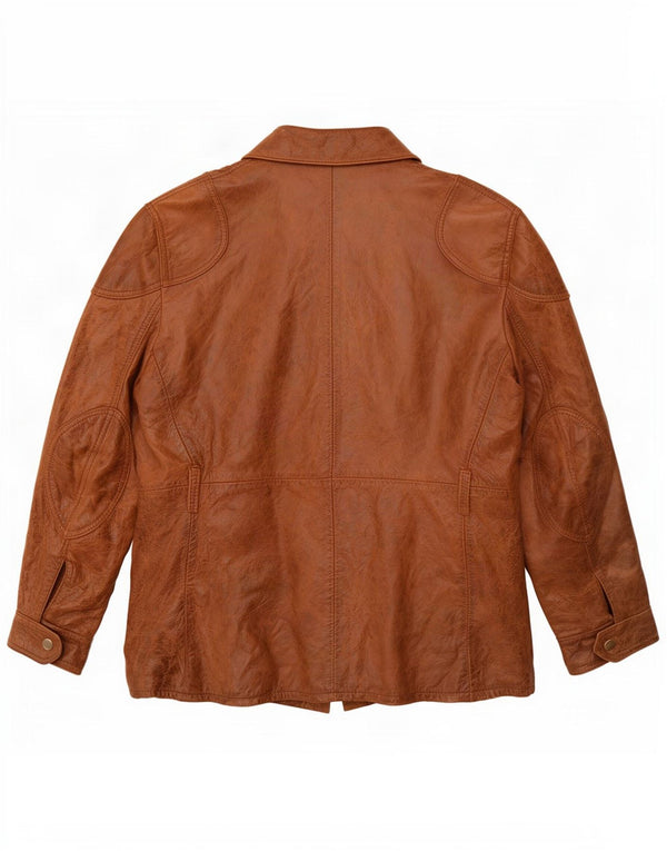 Vintage Mens Leather Utility Jacket IT 54 2XL Brown