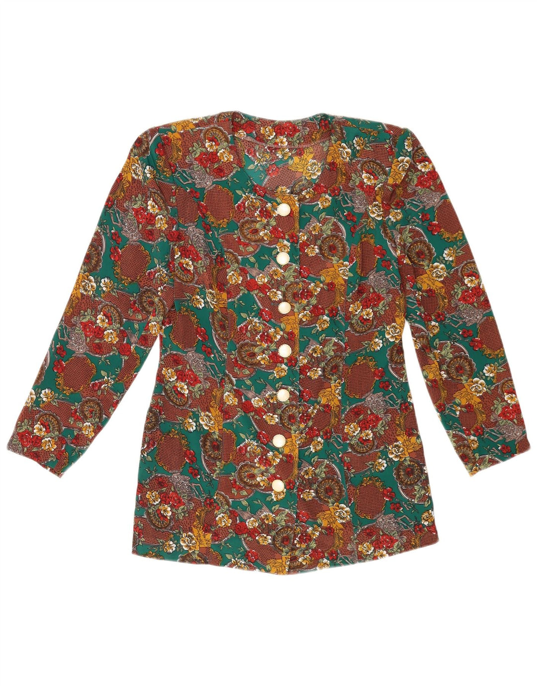 Vintage Womens Shirt Blouse UK 10 Small Multicoloured Floral