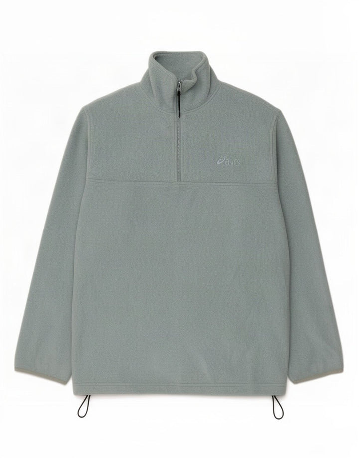 Asics Mens Zip Neck Fleece Jumper Medium Blue Polyester