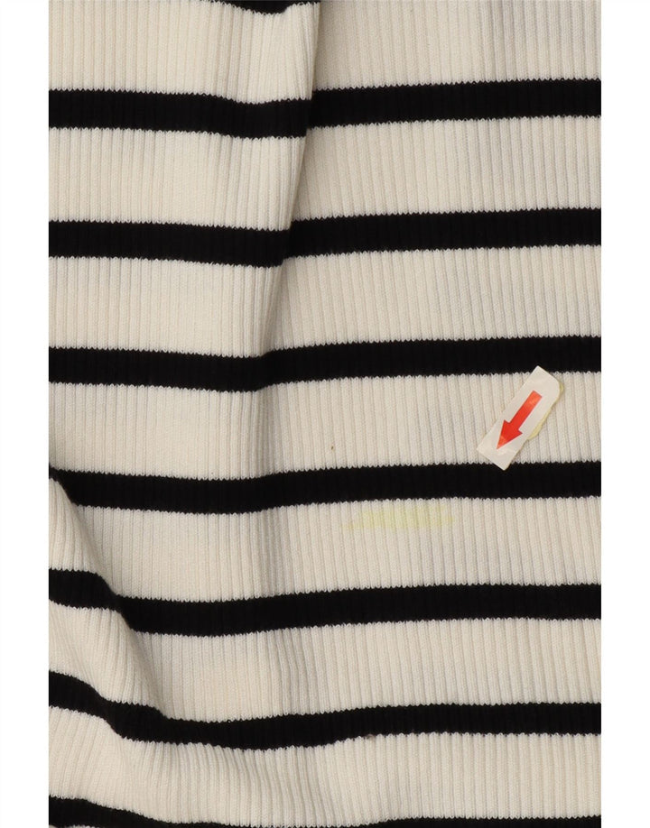 Marks & Spencer Womens Longline Cardigan Sweater UK 14 Medium White Striped