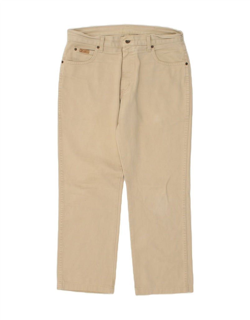 WRANGLER Mens Straight Casual Trousers W34 L30 Beige Cotton | Vintage Wrangler | Thrift | Second-Hand Wrangler | Used Clothing | Messina Hembry 