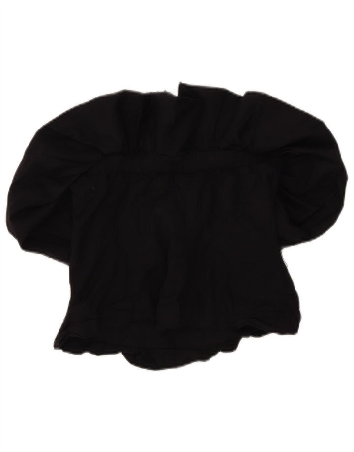Zara Womens Crop Off Shoulder Top UK 10 Small Black