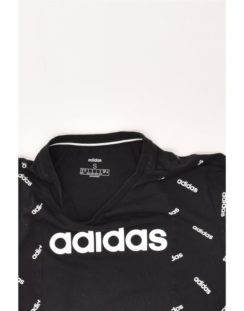 ADIDAS Womens Graphic T-Shirt Top UK 8/10 Small Black Cotton | Vintage Adidas | Thrift | Second-Hand Adidas | Used Clothing | Messina Hembry 