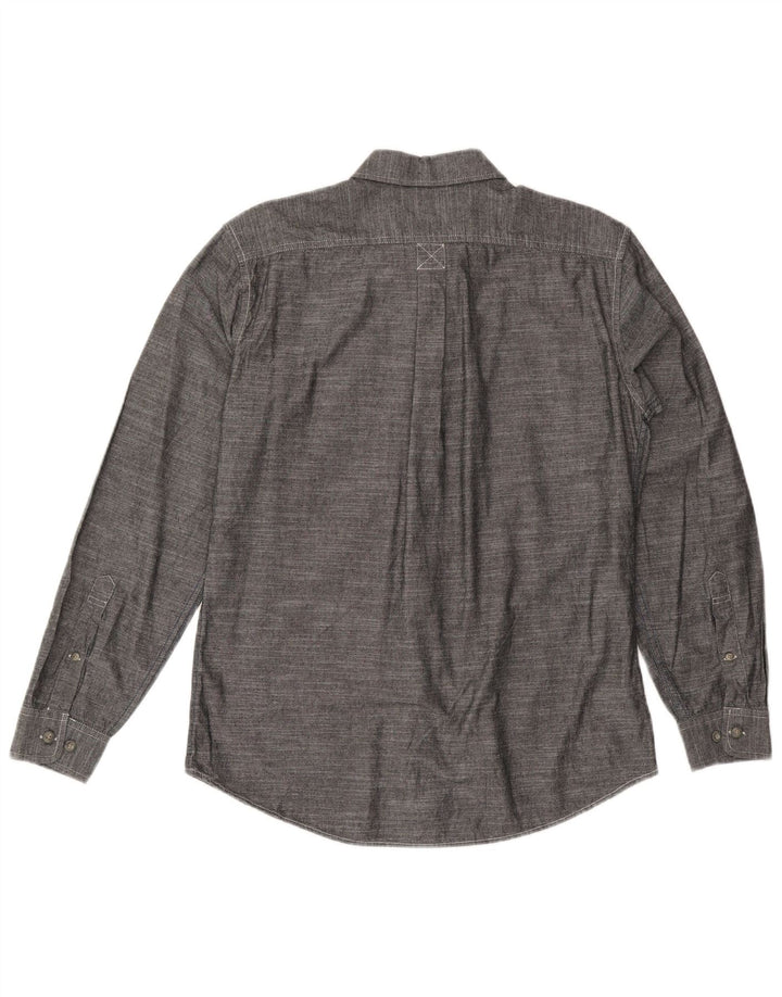 EDDIE BAUER Mens Classic Fit Shirt Medium Grey Cotton