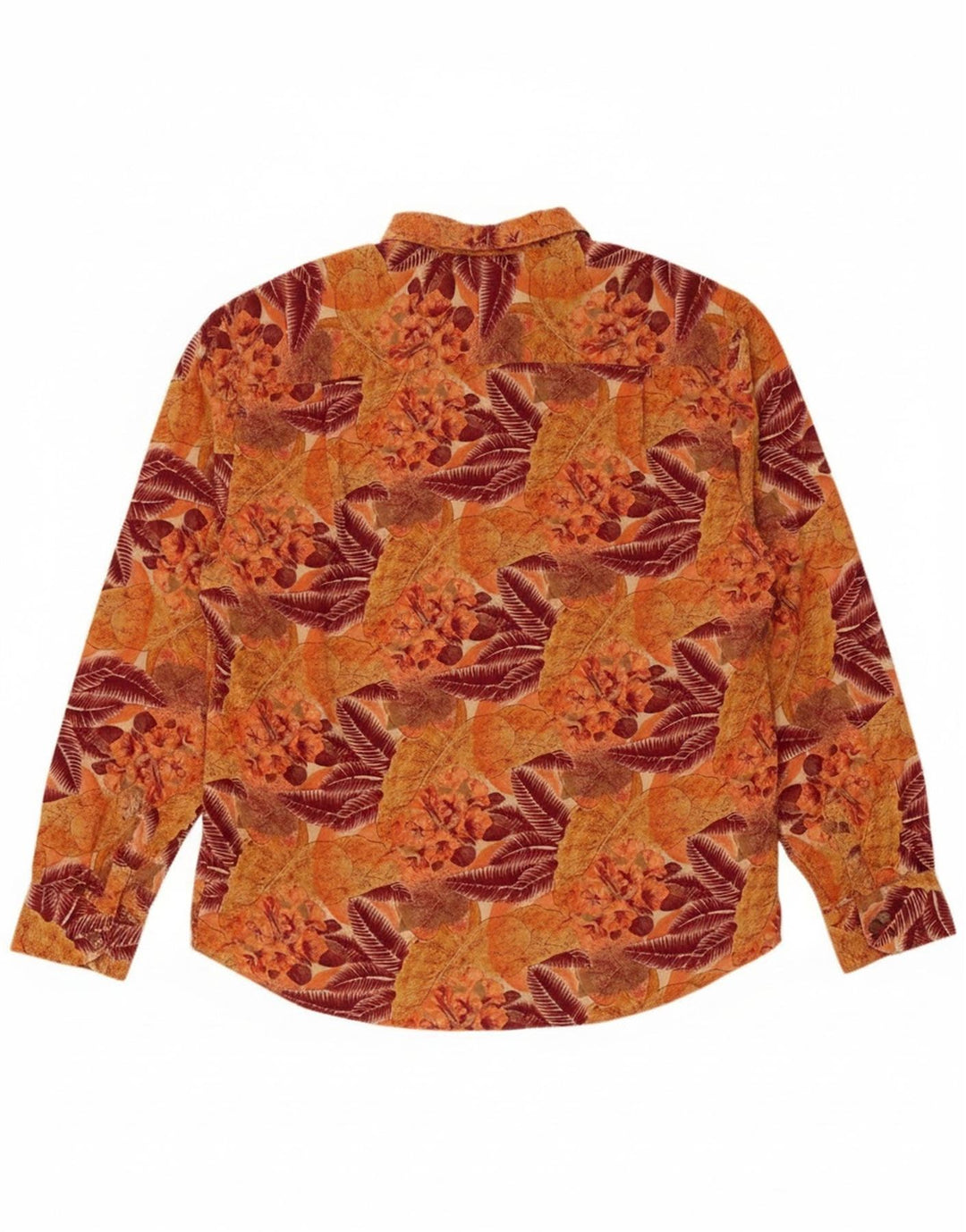 Hunter Mens Shirt Large Orange Floral Rayon
