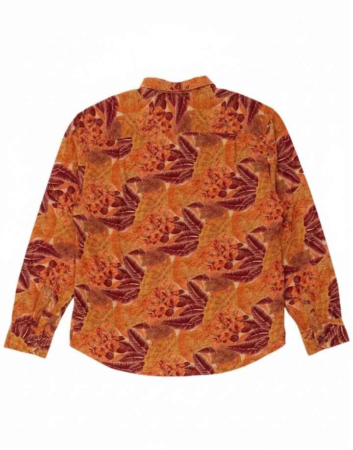 Hunter Mens Shirt Large Orange Floral Rayon