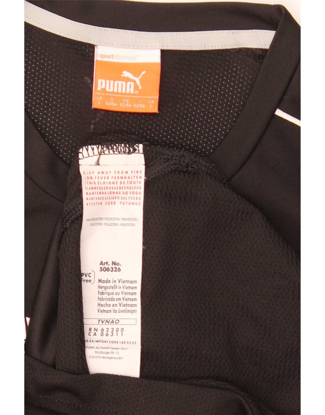 Puma Mens Graphic T-Shirt Top Large Black Polyester