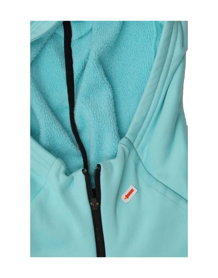 ADIDAS Womens Climaheat Zip Hoodie Sweater UK 14 Medium Blue Colourblock Vintage Adidas and Second-Hand Adidas from Messina Hembry 