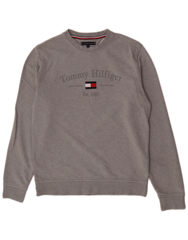 Tommy Hilfiger Mens Graphic Sweatshirt Jumper XL Grey Cotton