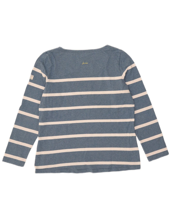 Joules Womens Top Long Sleeve UK 14 Large Blue Striped Cotton