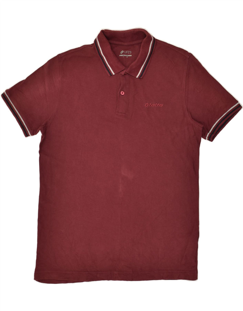 LOTTO Mens Polo Shirt Medium Maroon Cotton | Vintage Lotto | Thrift | Second-Hand Lotto | Used Clothing | Messina Hembry 