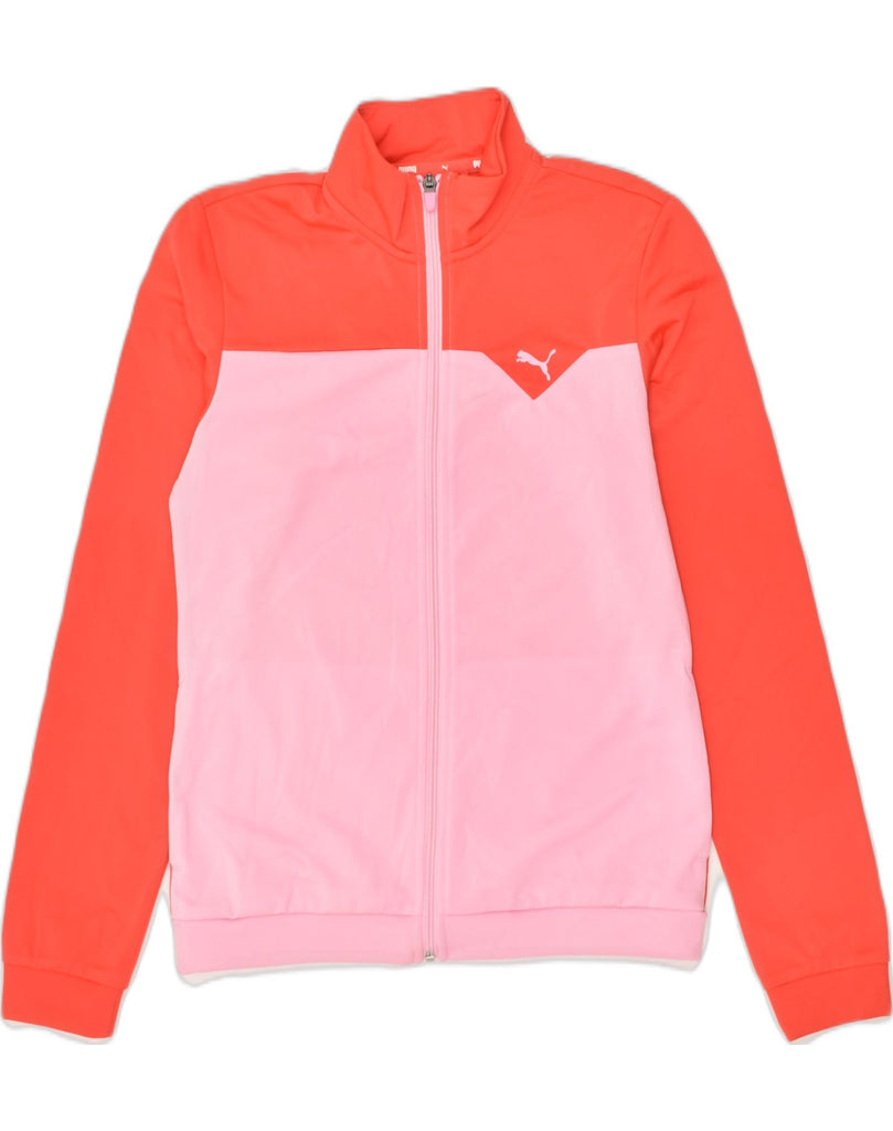 PUMA Girls Tracksuit Top Jacket 13-14 Years Red Colourblock Polyester | Vintage Puma | Thrift | Second-Hand Puma | Used Clothing | Messina Hembry 