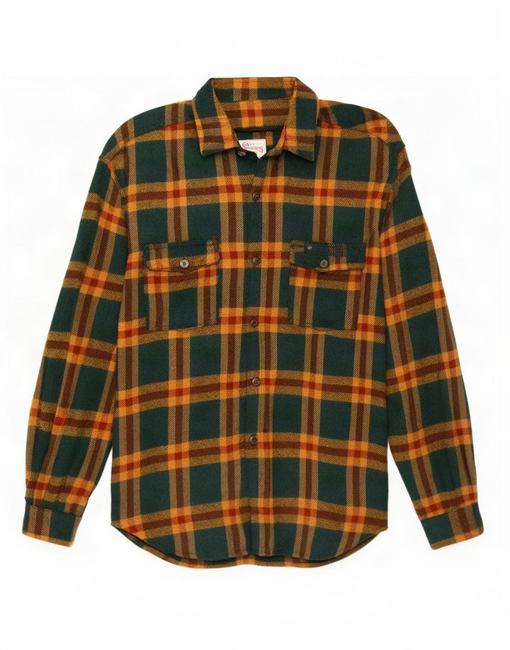 Roy Rogers Mens Overshirt Flannel Shirt Large Green Check