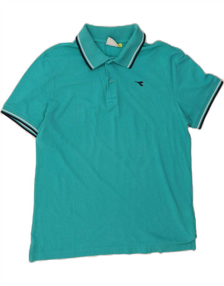 DIADORA Mens Polo Shirt Large Turquoise Cotton Vintage Diadora and Second-Hand Diadora from Messina Hembry 
