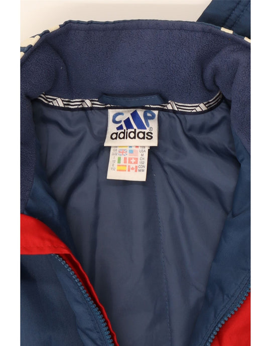ADIDAS Boys Hooded Rain Jacket 11-12 Years Navy Blue Nylon