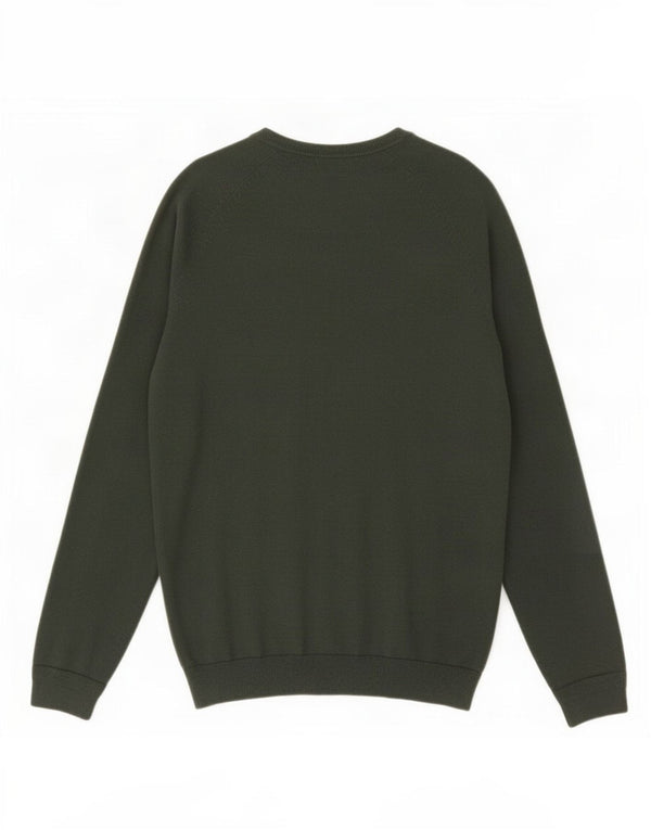 Timberland Mens Slim Fit V-Neck Jumper Sweater Medium Green Wool