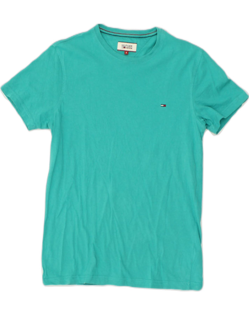 TOMMY HILFIGER Mens T-Shirt Top Small Turquoise Cotton | Vintage Tommy Hilfiger | Thrift | Second-Hand Tommy Hilfiger | Used Clothing | Messina Hembry 