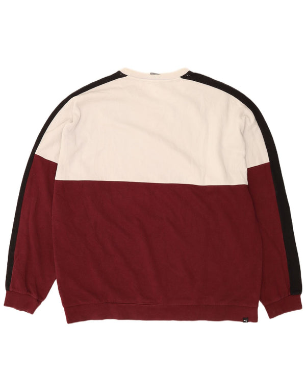 Puma Mens Sweatshirt Jumper 2XL Burgundy Colourblock Cotton