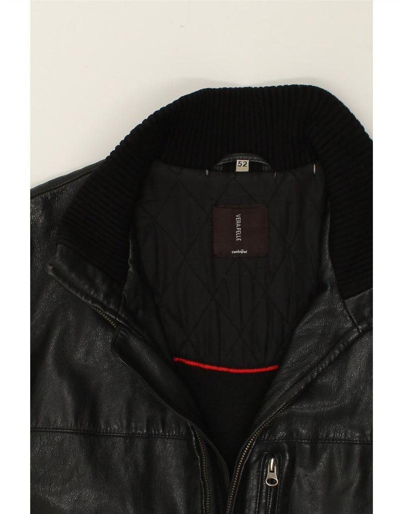 VERA PELLE Mens Leather Jacket IT 52 XL Black Leather | Vintage Vera Pelle | Thrift | Second-Hand Vera Pelle | Used Clothing | Messina Hembry 