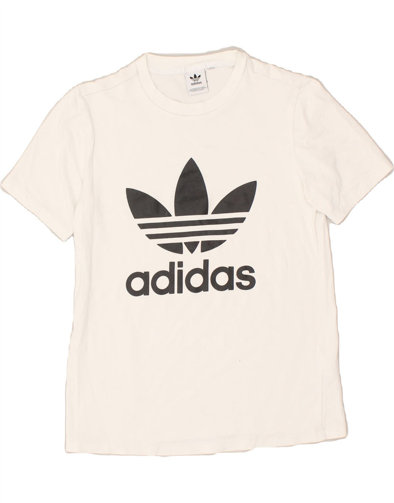 ADIDAS Boys Graphic T-Shirt Top 10-11 Years Off White Cotton | Vintage Adidas | Thrift | Second-Hand Adidas | Used Clothing | Messina Hembry 