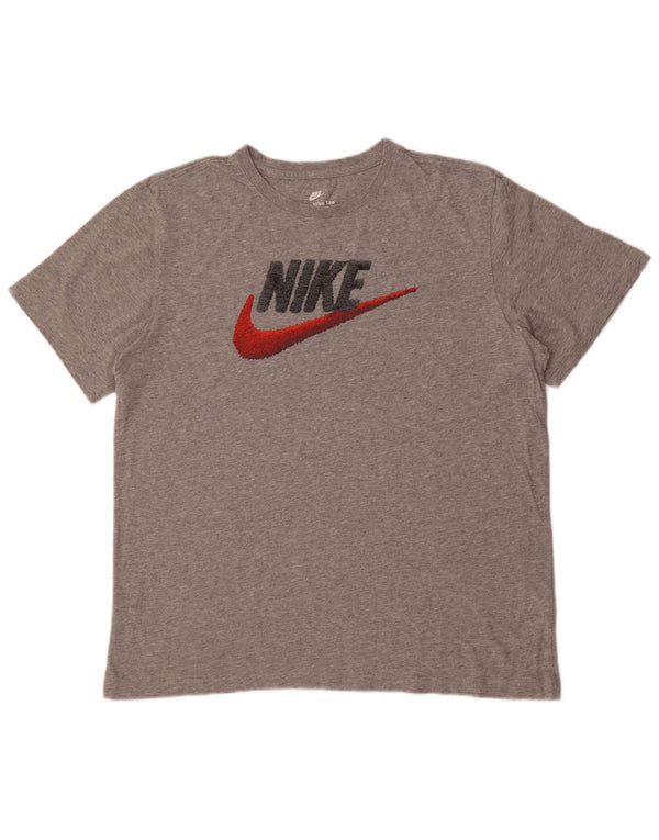 Nike Mens Graphic T-Shirt Top Large Grey Flecked Cotton