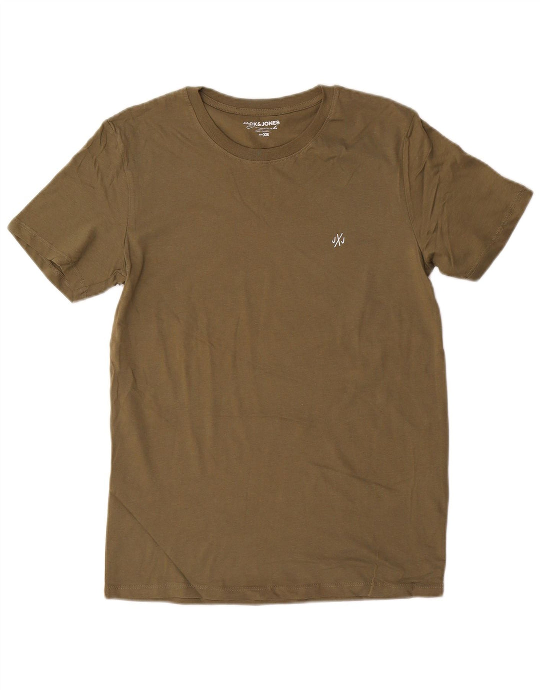 JACK & JONES Mens T-Shirt Top XS Khaki Cotton