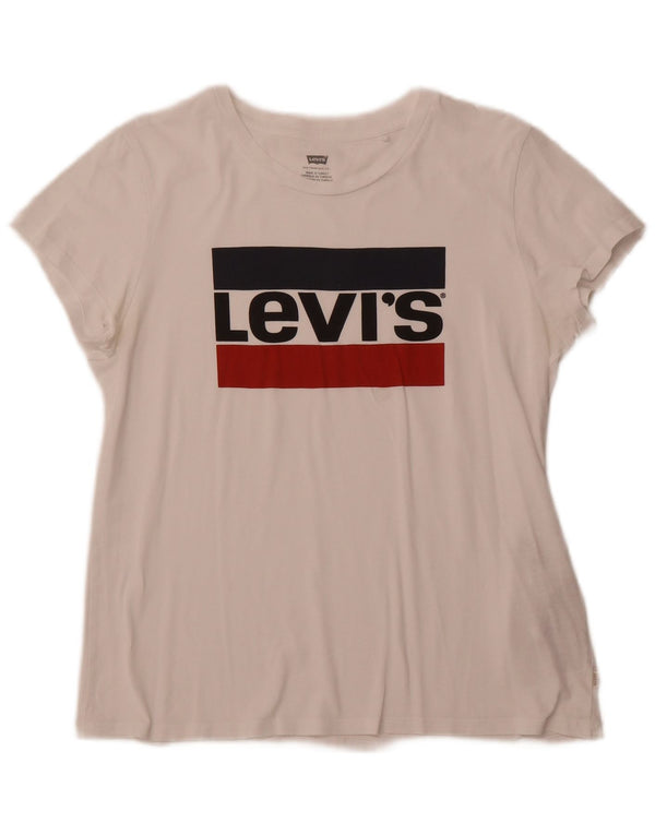 LEVI'S Womens Graphic T-Shirt Top UK 12 Medium White Cotton