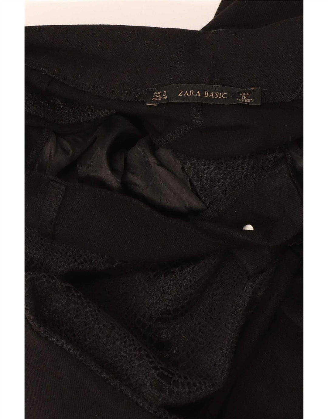 Zara Womens Cropped Trousers Medium W28 L25 Black Animal Print