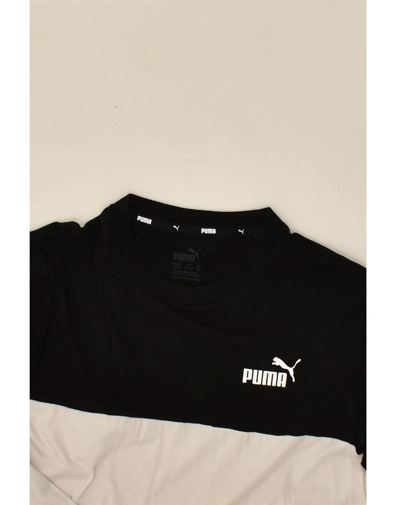 PUMA Boys Graphic T-Shirt Top 13-14 Years White Colourblock Cotton | Vintage Puma | Thrift | Second-Hand Puma | Used Clothing | Messina Hembry 