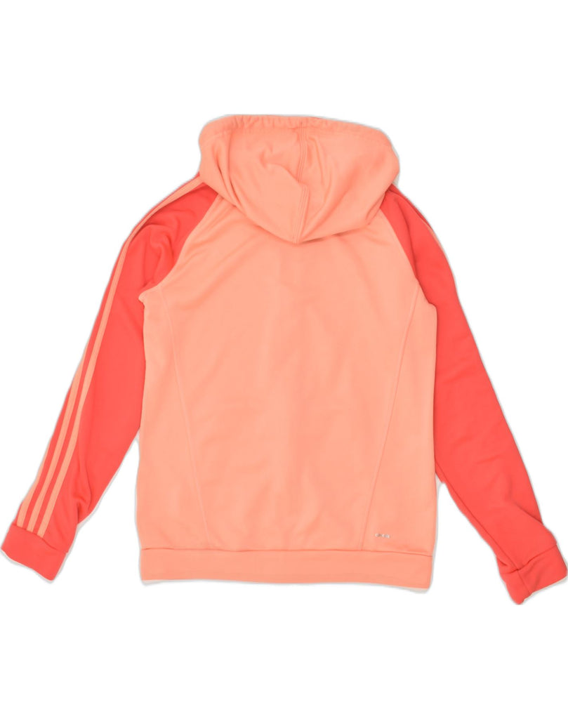 ADIDAS Womens Zip Hoodie Sweater UK 14 Medium Orange Colourblock Polyester | Vintage Adidas | Thrift | Second-Hand Adidas | Used Clothing | Messina Hembry 