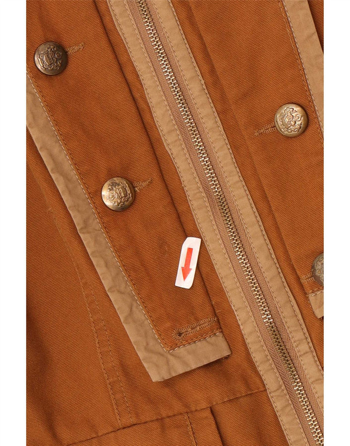 Marks & Spencer Womens Military Jacket UK 12 Medium Brown Cotton