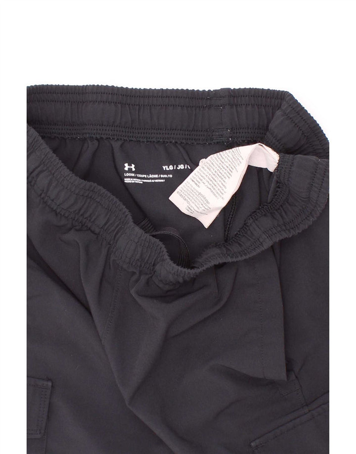 Under Armour Boys Cargo Sport Shorts 11-12 Years Large Black Polyester