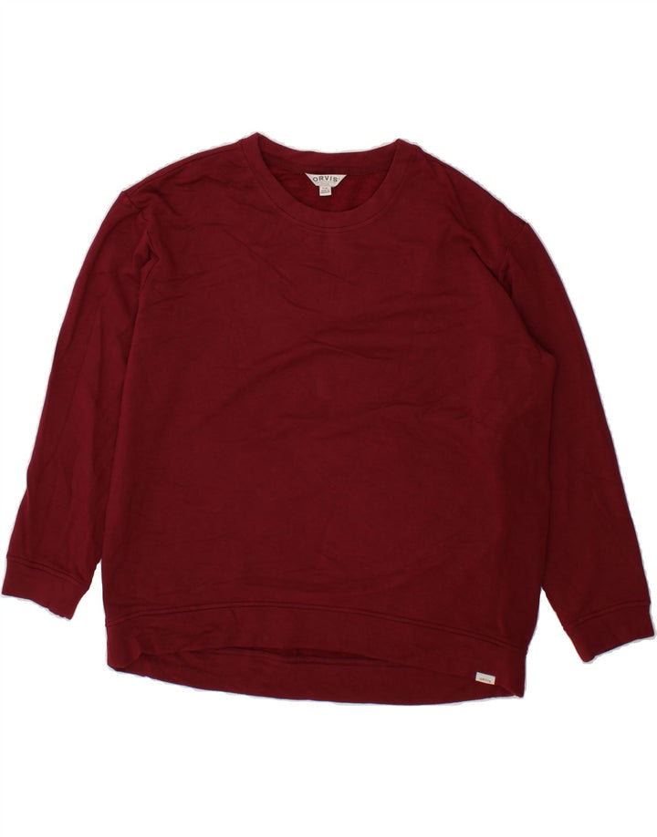 ORVIS Womens Oversized Sweatshirt Jumper UK 16 Large Burgundy Cotton Vintage Orvis and Second-Hand Orvis from Messina Hembry 
