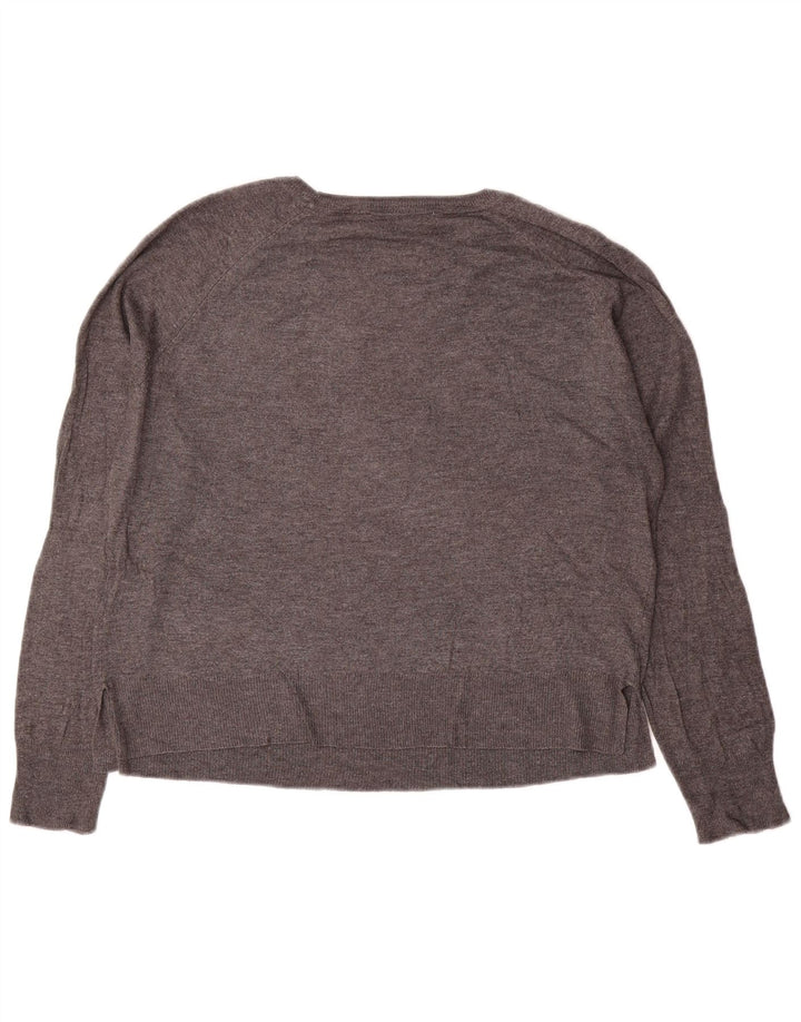 Zara Womens Oversized Boat Neck Jumper Sweater UK 10 Small Grey Viscose