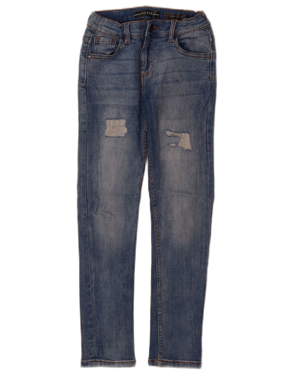 Guess Girls Distressed Skinny Jeans 7-8 Years W22 L25 Blue