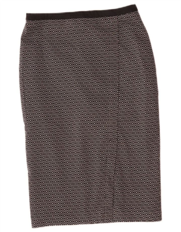 Oasis Womens Midi Skirt UK 10 Small W29 Black Geometric