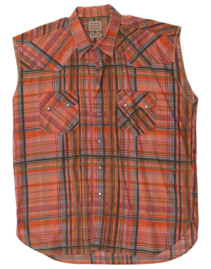 Casucci Mens Sleeveless Shirt XL Multicoloured Check